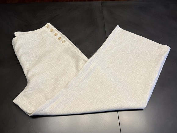 Talbots Pants - NWT Talbots Plus Size 100% Linen High-Rise Wide Leg Pants Natural Color 16